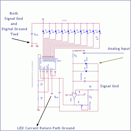 LM3914 Circuit Ground Connections